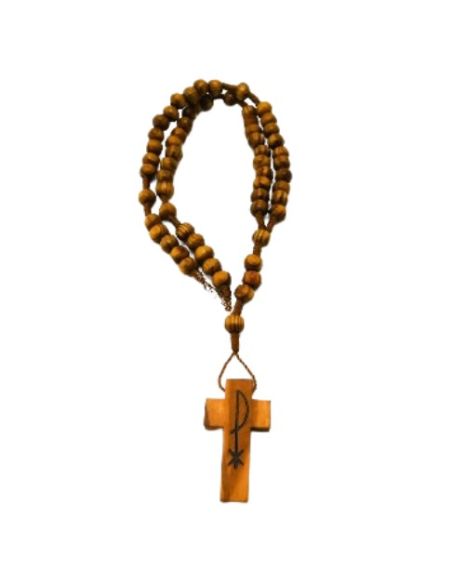 Rosario cuerda madera con mosquetón