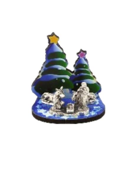 Nacimiento 4,5cm leño metal pinos