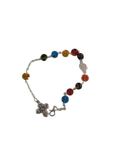 Brazalete Murano Plato 8Mmc/Cruz