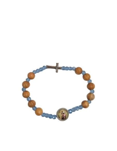 Brazalete Olivo Cristal Celeste Milagrosa