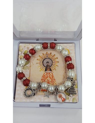 Brazalete Con Caja Metal Cristal Rojo V. Pilar