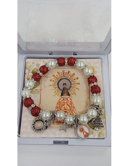 Brazalete Con Caja Metal Cristal Rojo V. Pilar