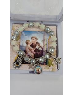 Brazalete Con Caja Metal Cristal Blanco San Antonio