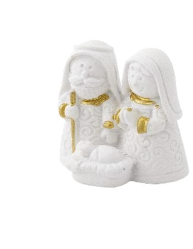 Nacimiento resina 3,5cm mini blanco dorado