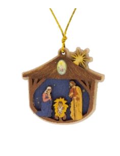 Colgante madera navidad 8cm  cabaña