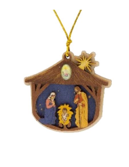 Colgante madera navidad 8cm  cabaña