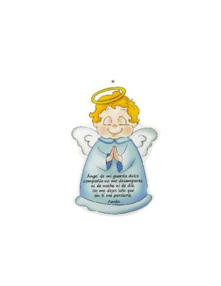 Silueta angel colgar 13x20cm oracion azul