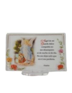 Repié mesa metacrilato 11x7cm oro angel de la guarda