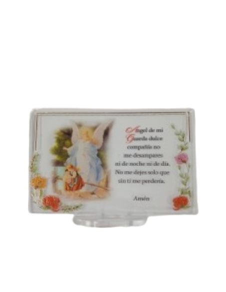 Repié mesa metacrilato 11x7cm oro angel de la guarda