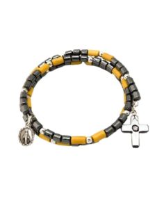 Brazalete cruzado cruz hematite madera milagrosa