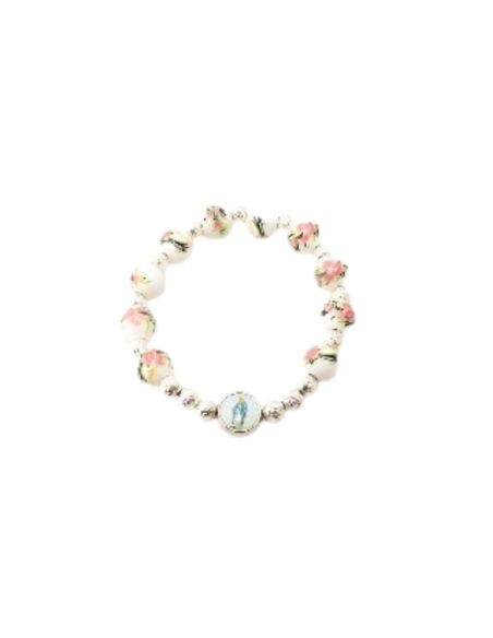 Brazalete porecelana 10mm azul lila milagrosa