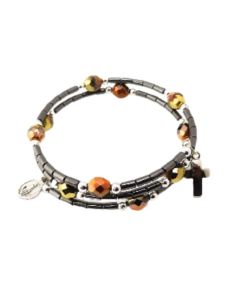 Brazalete doble hematite cristal metal irisado