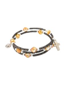 Brazalete doble hematite cristal naranja****