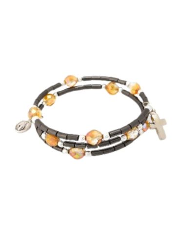Brazalete doble hematite cristal naranja****
