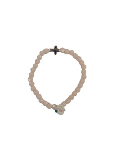 Brazalete Cristal Rosa Cruz Metal C/Rosa