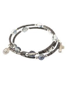 Brazalete doble hematite cristal azul