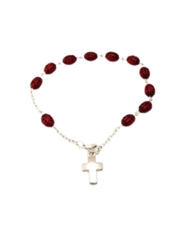 Pulsera cristal mariquitas con cruz