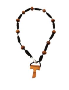 Pulsera madera cordon cruz tau