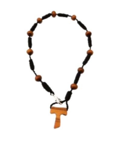 Pulsera madera cordon cruz tau