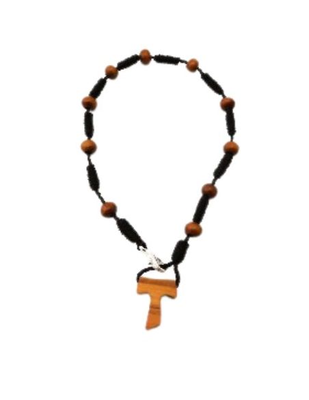 Pulsera madera cordon cruz tau