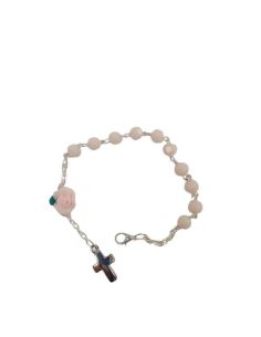 Pulsera C/ Mosq. Cristal Rosa Cruz Metal C/Rosa