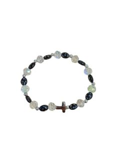 Brazalete Cristal Semillas Negro Cruz Bombata