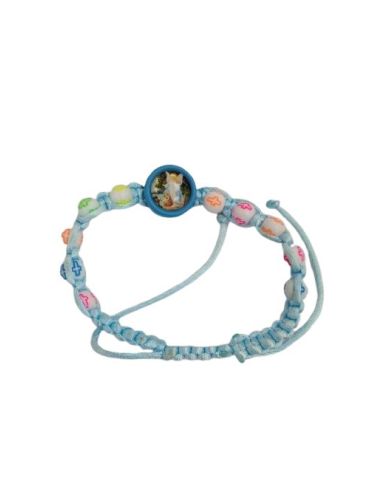 Brazalete Niños Cuerda Azul Bola Cruces Angel Guarda Puente