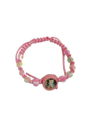 Brazalete Niños Cuerda Rosa Bola Cruces Angel Guarda Puente