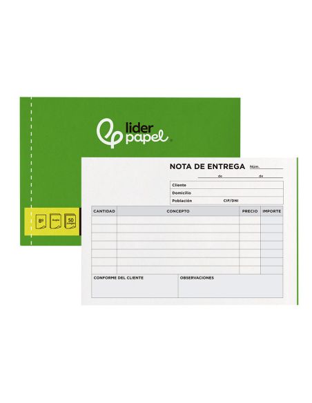 Talonario Liderpapel Entregas 8º Original Y Copia T228 Apaisado