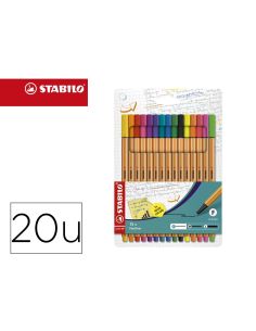 Rotulador Stabilo Punta De Fibra Point 88 Estuche De 15 Unidades Colores Surtidos + 5 Colores Neon