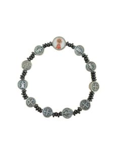 Brazalete San Benito Platos 4Mm Hematites V. Del Pilar