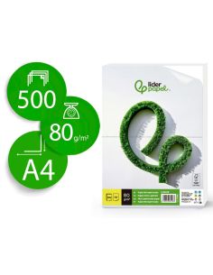 Papel Liderpapel A4 80G/M2 Liso Microperforado En Dos Partes Iguales Paquete De 500 Hojas