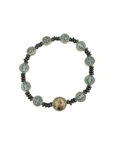 Brazalete San Benito Platos 4Mm Hematites V. Carmen