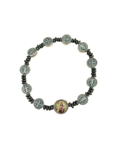 Brazalete San Benito Platos 4Mm Hematites V. Carmen