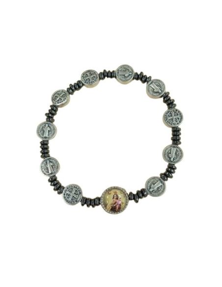 Brazalete San Benito Platos 4Mm Hematites V. Carmen