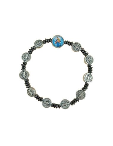 Brazalete San Bentio Platos 4Mm Hematites Auxiliadora