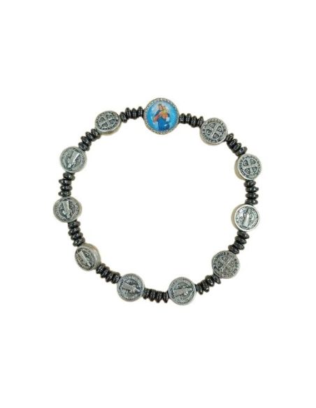 Brazalete San Bentio Platos 4Mm Hematites Auxiliadora