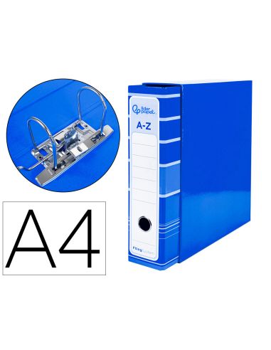 Archivador De Palanca Liderpapel A4 Filing System Forrado Sin Rado Lomo 80Mm Azul Con Caja Y Compresor Metalico