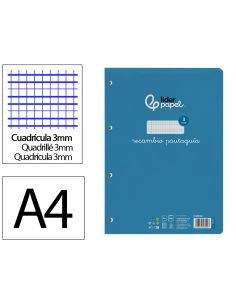 Recambio Liderpapel A4 Pautaguia 100 Hojas 75Gr Cuadriculado Pautado 3Mm Con Margen 4 Taladros