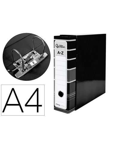 Archivador De Palanca Liderpapel A4 Filing System Forrado Sin Rado Lomo 80Mm Negro Con Caja Y Compresor Metalico