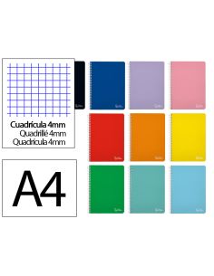 Cuaderno Espiral Liderpapel A4 Witty Tapa Dura 80H 90Gr Cuadro 4Mm Con Margen Colores Surtidos