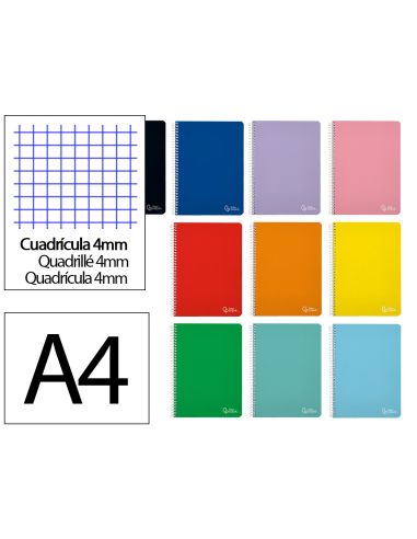 Cuaderno Espiral Liderpapel A4 Witty Tapa Dura 80H 90Gr Cuadro 4Mm Con Margen Colores Surtidos