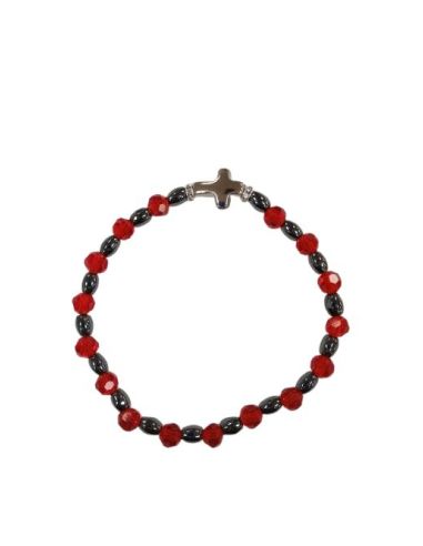 Brazalete Hematites 6X4Mm Cristal Rubi 6Mm