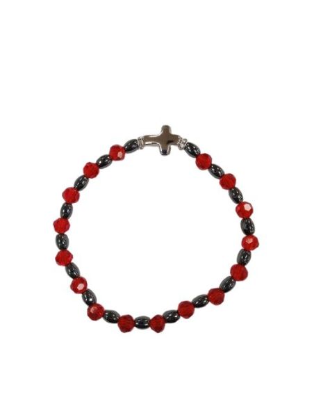 Brazalete Hematites 6X4Mm Cristal Rubi 6Mm