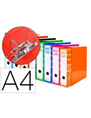 Archivador De Palanca Liderpapel A4 Filing System Forrado Sin Rado Lomo 80 Mm Colores Surtidos Con Caja Y