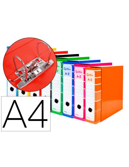 Archivador De Palanca Liderpapel A4 Filing System Forrado Sin Rado Lomo 80 Mm Colores Surtidos Con Caja Y