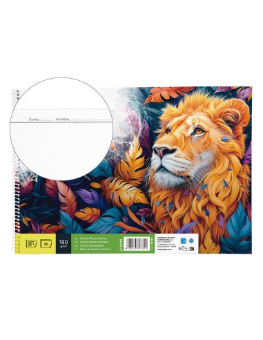 Bloc Dibujo Liderpapel Lineal Espiral 460X325 Mm 20 Hojas 180 Gr/M2 Con Recuadro Perforado