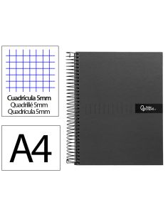 Cuaderno Espiral Liderpapel A4 Micro Crafty Tapa Forrada 120H 90Gr Cuadro 5Mm 5 Bandas 4 Colores Color Negro
