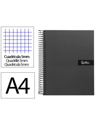 Cuaderno Espiral Liderpapel A4 Micro Crafty Tapa Forrada 120H 90Gr Cuadro 5Mm 5 Bandas 4 Colores Color Negro