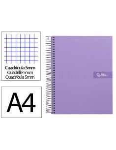 Cuaderno Espiral Liderpapel A4 Micro Crafty Tapa Forrada 120H 90Gr Cuadro 5Mm 5 Bandas 4 Taladros Color Violeta